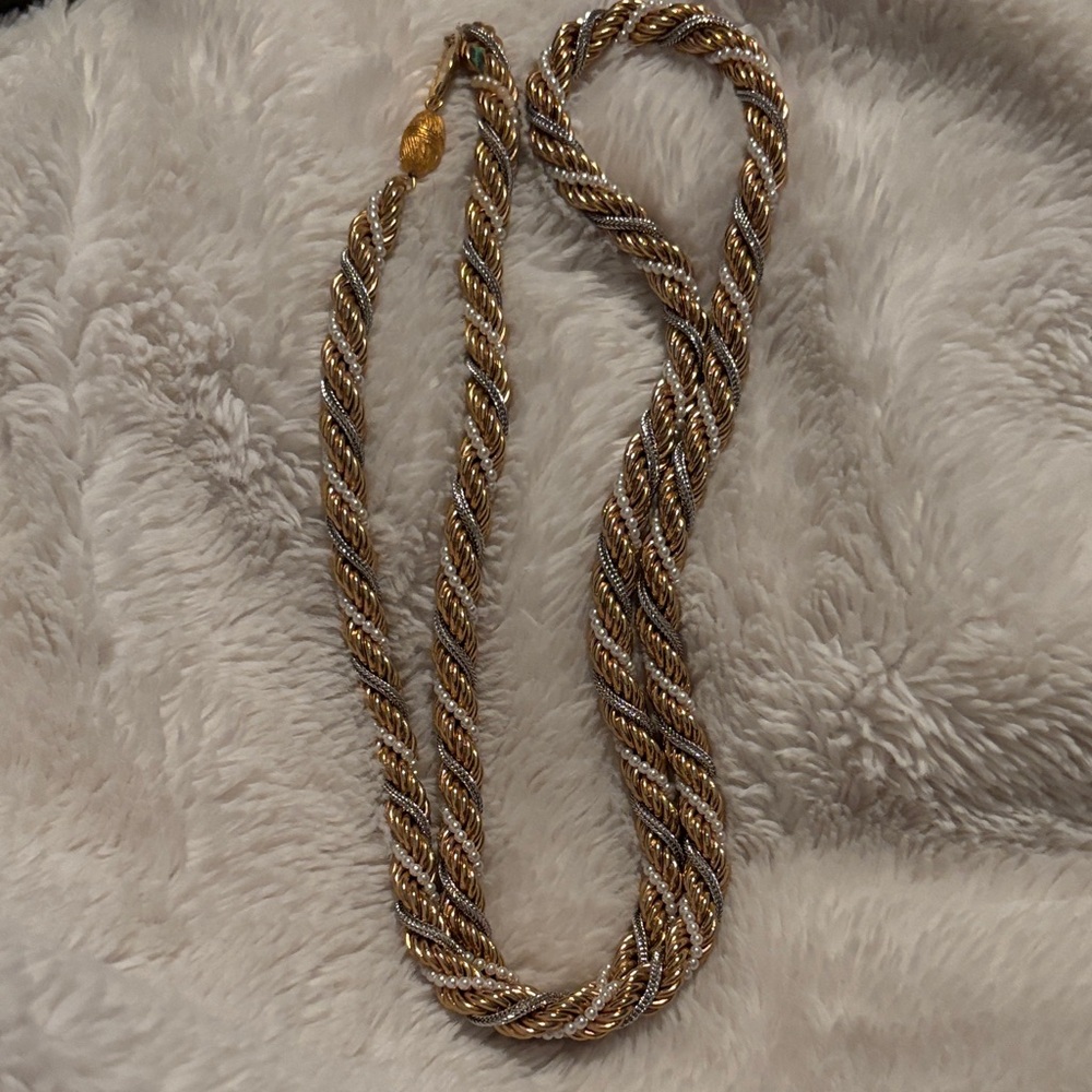 Bozart Made in Italy along Elegant Gold and Silver White Twisted Rope Necklace